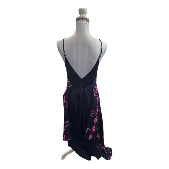 World Market Navy Blue Flamingo Handkerchief Asymmetrical Dress Size S/M - Picture 5 of 6
